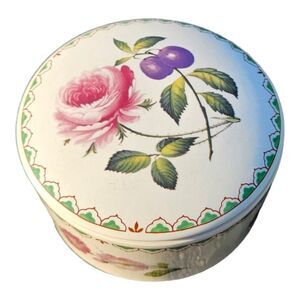 VTG Spode Rose / Plum Round Trinket Box